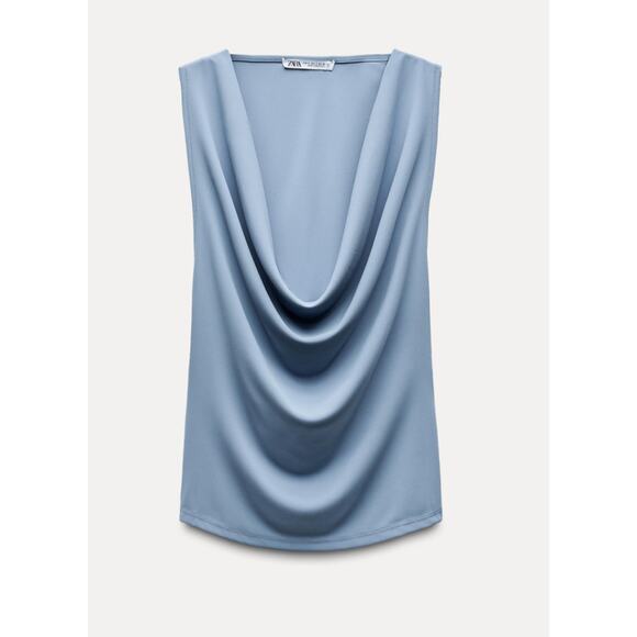 Nwt- Zara - DRAPED NECKLINE TOP-Small - Picture 2 of 5